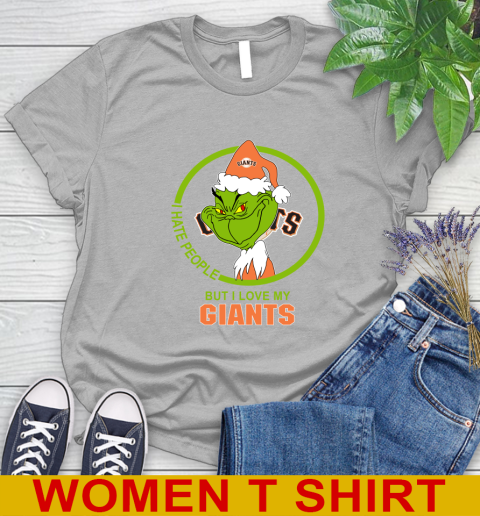 San Francisco Giants MLB Christmas Grinch I Hate People But I Love My Favorite Baseball Team Women's T-Shirt 5