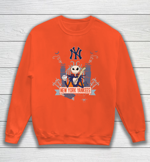 MLB New York Yankees Baseball Jack Skellington Halloween Sweatshirt 3