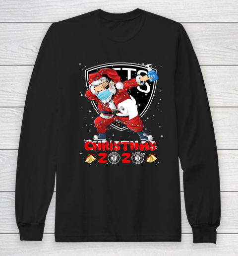 Brooklyn Nets Funny Santa Claus Dabbing Christmas 2020 NBA Long Sleeve T-Shirt
