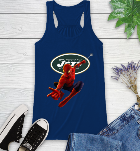 NFL Spider Man Avengers Endgame Football New York Jets Racerback Tank 9
