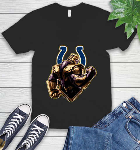 NFL Thanos Avengers Endgame Football Sports Indianapolis Colts V-Neck T-Shirt 2
