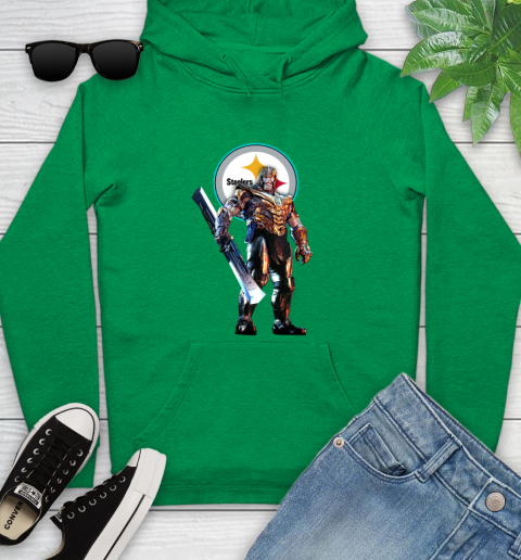 NFL Thanos Gauntlet Avengers Endgame Football Pittsburgh Steelers Youth Hoodie 7