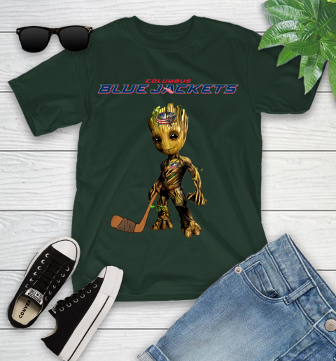 Columbus Blue Jackets NHL Hockey Groot Marvel Guardians Of The Galaxy Youth T-Shirt 5