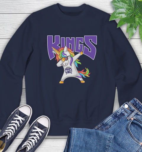 Sacramento Kings NBA Basketball Funny Unicorn Dabbing Sports Sweatshirt 3