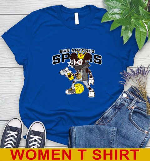 San Antonio Spurs NBA Basketball Mickey Peace Sign Sports Women's T-Shirt 9