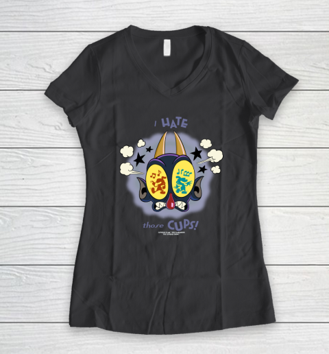 The Cuphead Show Shirt The Devil I Hate Those Cups Women's V-Neck T-Shirt 4