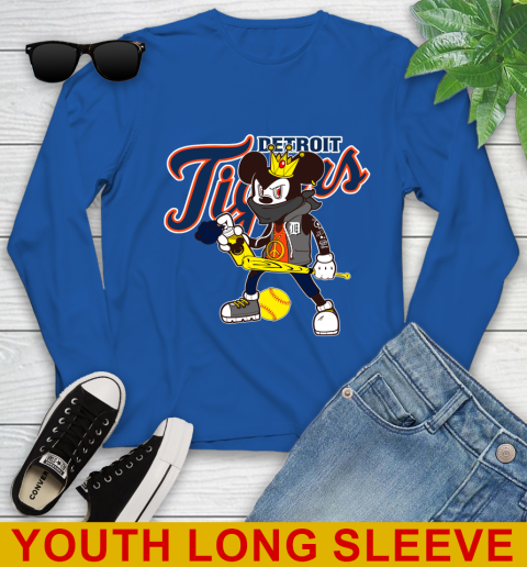 Detroit Tigers MLB Baseball Mickey Peace Sign Sports Youth Long Sleeve 10