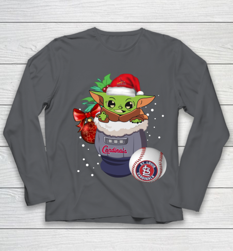 St.Louis Cardinals Christmas Baby Yoda Star Wars Funny Happy MLB Youth Long Sleeve 8