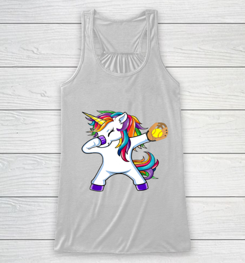 Dabbing Unicorn Softball T Shirt Funny Dab Gift Racerback Tank 2