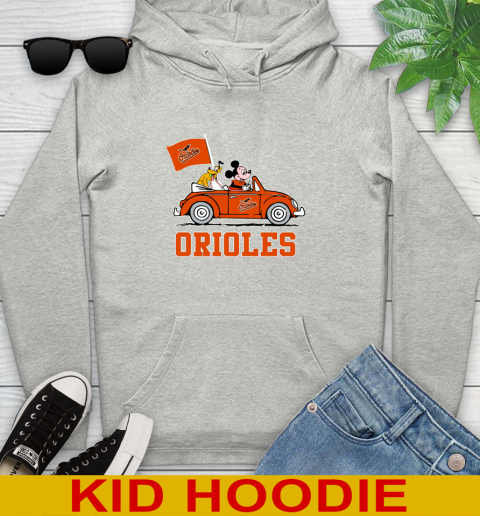 MLB Baseball Baltimore Orioles Pluto Mickey Driving Disney Shirt Youth Hoodie