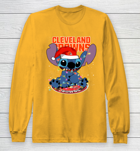 Cleveland Browns NFL Football noel stitch Christmas Long Sleeve T-Shirt 2