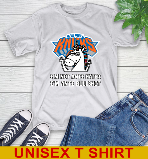 New York Knicks NBA Basketball Unicorn I'm Not Anti Hater I'm Anti Bullshit T-Shirt 12