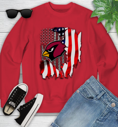 Arizona Cardinals NFL Football American Flag Youth Sweatshirt 8