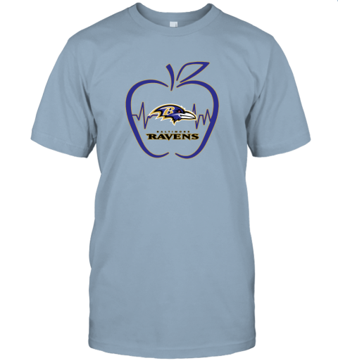 Apple Heartbeat Teacher Symbol Baltimore Ravens Unisex Jersey Tee