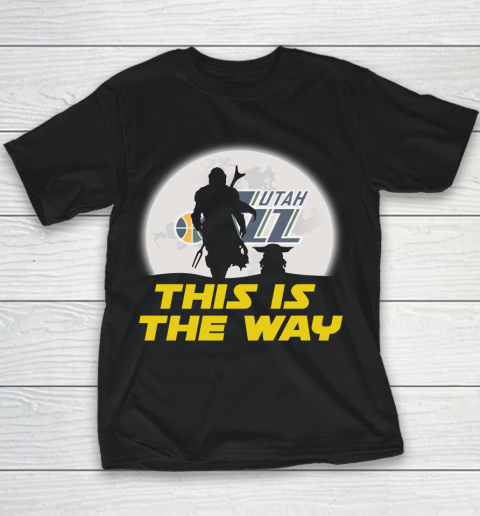 Utah Jazz NBA Basketball Star Wars Yoda And Mandalorian This Is The Way Youth T-Shirt