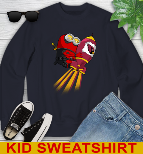 NFL Football Arizona Cardinals Deadpool Minion Marvel Shirt Youth Sweatshirt 2