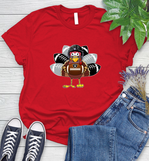Oakland Raiders Turkey Thanksgiving Day Women's T-Shirt 9
