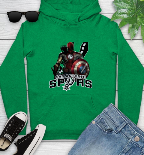 San Antonio Spurs NBA Basketball Captain America Thor Spider Man Hawkeye Avengers Youth Hoodie 7