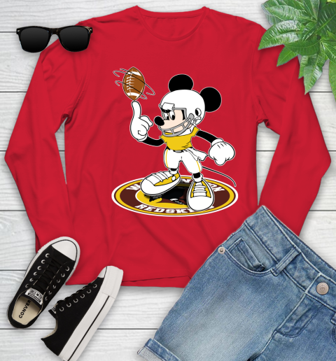 NFL Football Washington Redskins Cheerful Mickey Disney Shirt Youth Long Sleeve 11