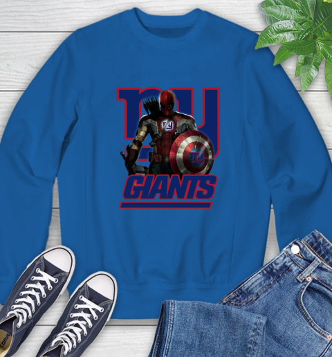 NFL Captain America Thor Spider Man Hawkeye Avengers Endgame Football New York Giants Sweatshirt 8