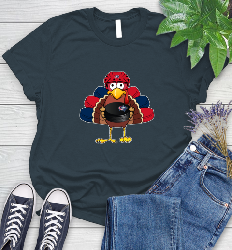Columbus Blue Jackets Turkey Thanksgiving Day Women's T-Shirt 8