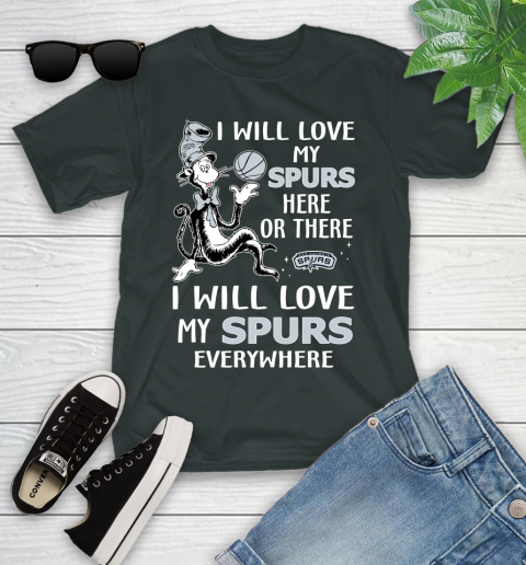 NBA Basketball San Antonio Spurs I Will Love My Spurs Everywhere Dr Seuss Shirt Youth T-Shirt 5
