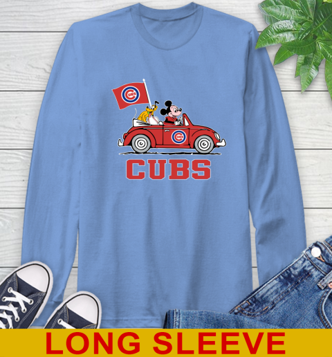 MLB Baseball Chicago Cubs Pluto Mickey Driving Disney Shirt Long Sleeve T-Shirt 11