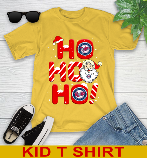 Minnesota Twins MLB Baseball Ho Ho Ho Santa Claus Merry Christmas Shirt Youth T-Shirt 9