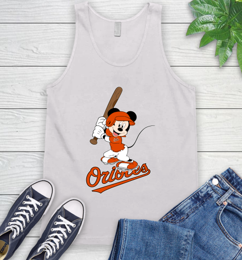 MLB Baseball Baltimore Orioles Cheerful Mickey Mouse Shirt Tank Top 2