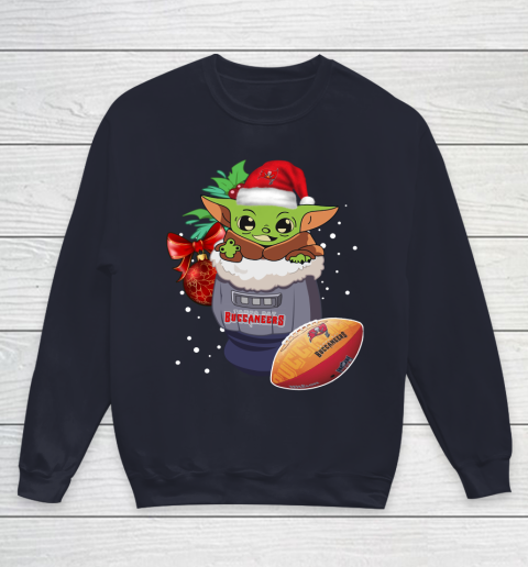 Tampa Bay Buccaneers Christmas Baby Yoda Star Wars Funny Happy NFL Youth Sweatshirt 3