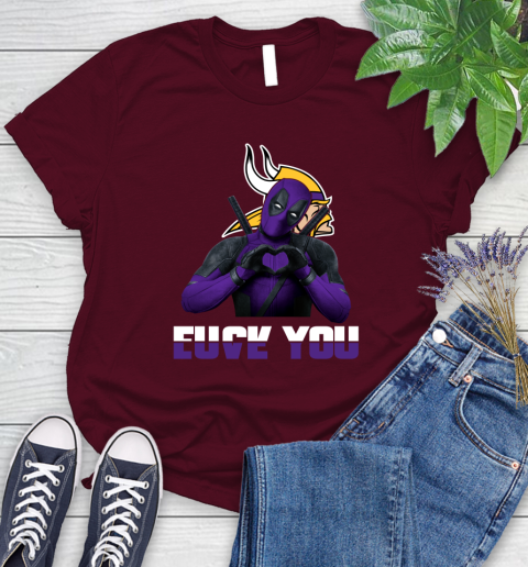 NHL Minnesota Vikings Deadpool Love You Fuck You Football Sports Women's T-Shirt 7