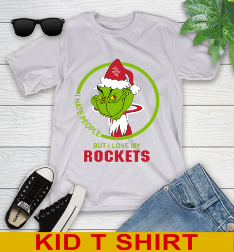 Houston Rockets NBA Christmas Grinch I Hate People But I Love My Favorite Basketball Team Youth T-Shirt 5