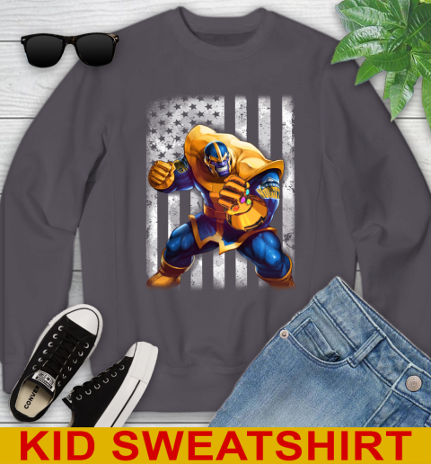 NBA Basketball Denver Nuggets Thanos Marvel American Flag Shirt Youth Sweatshirt 5