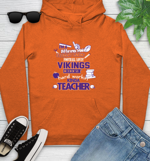 Minnesota Vikings NFL I'm A Difference Making Student Caring Football Loving Kinda Teacher Youth Hoodie 4