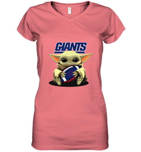 mkch baby yoda loves the new york giants women v neck t shirt 39 front coral