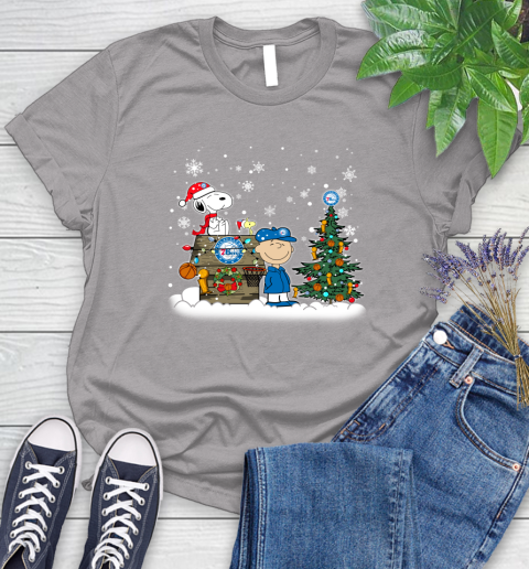 Philadelphia 76ers NBA Basketball Christmas The Peanuts Movie Snoopy Championship Women's T-Shirt 5
