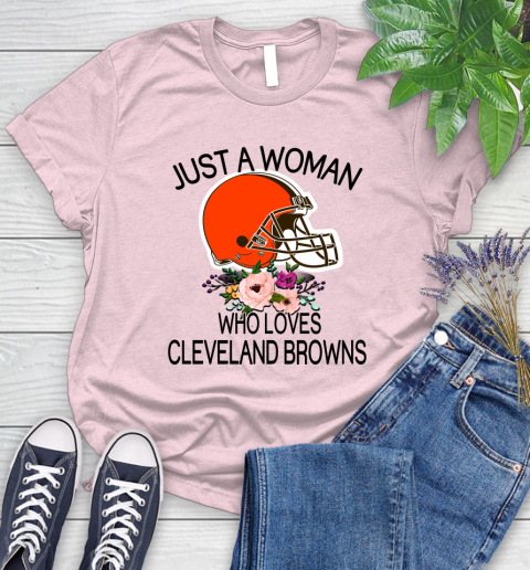 NFL Just A Woman Who Loves Cleveland Browns Football Sports Women's T-Shirt 8