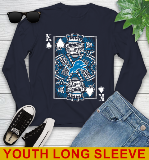 Detroit Lions NFL Football The King Of Spades Death Cards Shirt Youth Long Sleeve 2