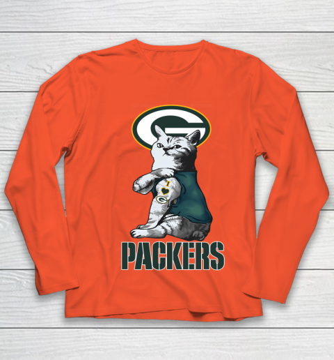 NFL Football My Cat Loves Green Bay Packers Youth Long Sleeve 3