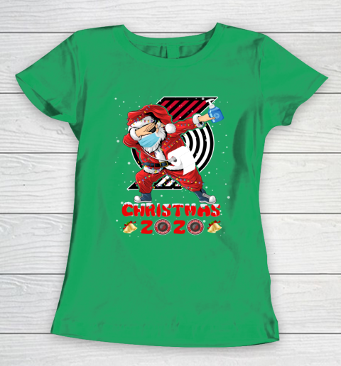 Portland Trail Blazers Funny Santa Claus Dabbing Christmas 2020 NBA Women's T-Shirt 5