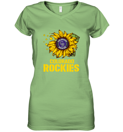 Colorado Rockiers Sunflower MLB Baseball Women's V-Neck T-Shirt
