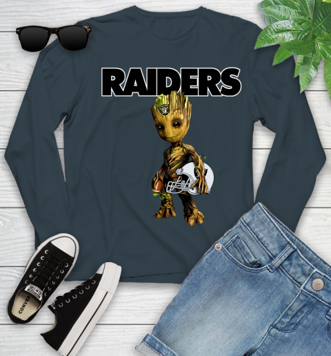 Oakland Raiders NFL Football Groot Marvel Guardians Of The Galaxy Youth Long Sleeve 8