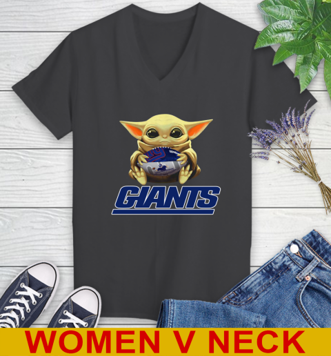 NFL Football New York Giants Baby Yoda Star Wars Shirt Women's V-Neck T-Shirt 9