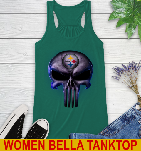 Pittsburgh Steelers NFL Football Punisher Skull Sports Racerback Tank 6 Pittsburgh Steelers NFL Football Punisher Skull Sports Racerback Tank - Image 6