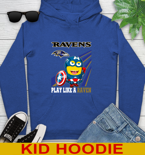 NFL Football Baltimore Ravens Captain America Marvel Avengers Minion Shirt Youth Hoodie 10
