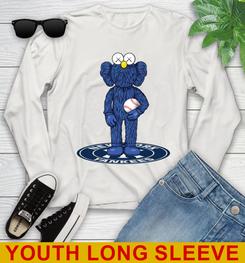 MLB Baseball New York Yankees Kaws Bff Blue Figure Shirt Youth Long Sleeve 12