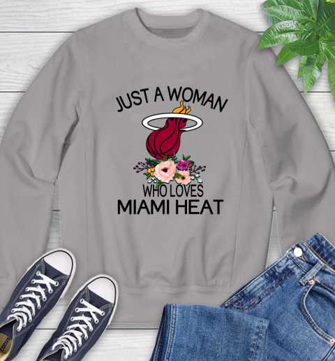 NBA Just A Woman Who Loves Miami Heat Basketball Sports Sweatshirt 3