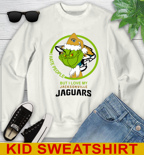 Jacksonville Jaguars NFL Christmas Grinch I Hate People But I Love My Favorite Football Team Youth Sweatshirt