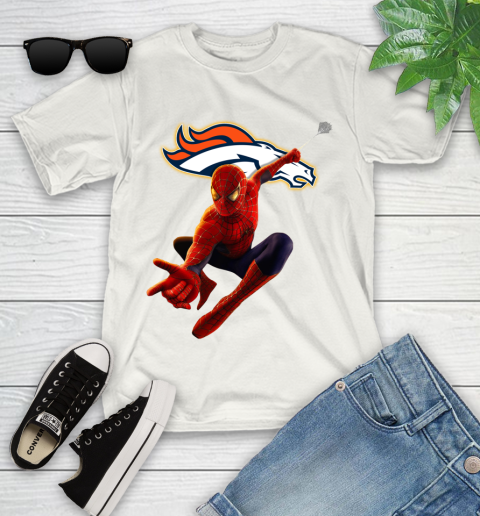 NFL Spider Man Avengers Endgame Football Denver Broncos Youth T-Shirt