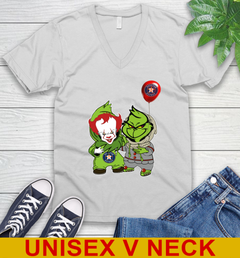 Baby Pennywise Grinch Christmas MLB Baseball Houston Astros V-Neck T-Shirt